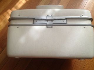 Vintage White Samsonite Horizon Train Case Travel Luggage with Tray Key Mirror 8