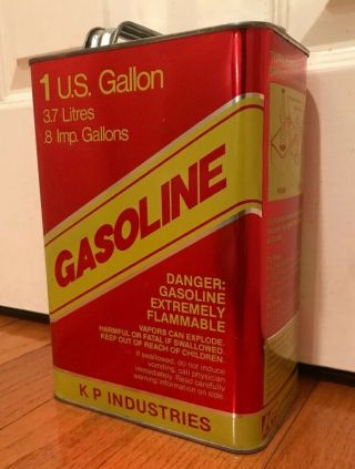 VINTAGE 1 GAL METAL GASOLINE GAS CAN 70s 80s FUEL KP INDUSTRIES 2