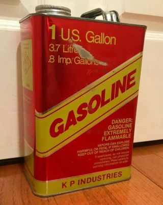 VINTAGE 1 GAL METAL GASOLINE GAS CAN 70s 80s FUEL KP INDUSTRIES 4