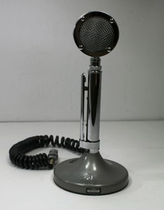 Vintage Astatic D - 104 Base Station Desk Microphone Ug8 Stand Usa Chrome 4 Pin