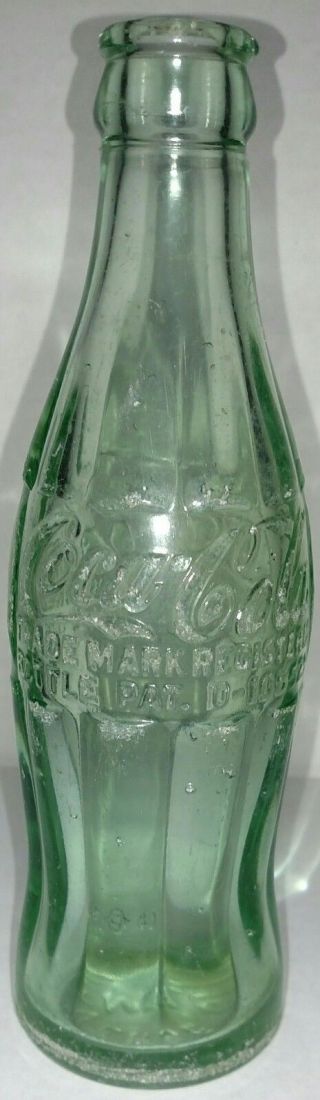 1941 Vintage 6 Oz.  Green Hobbleskirt Coke Coca - Cola Bottle Traverse City Mich.
