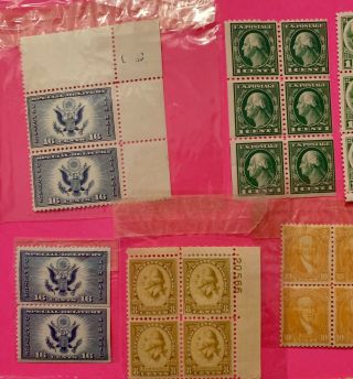 Vintage 44 US Postage Stamps - Some In Blocks - 1,  6,  8,  9,  10,  16 Cent 2
