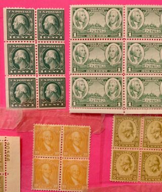 Vintage 44 US Postage Stamps - Some In Blocks - 1,  6,  8,  9,  10,  16 Cent 3