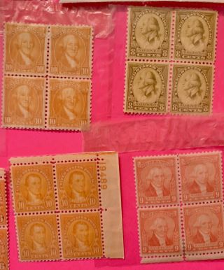 Vintage 44 US Postage Stamps - Some In Blocks - 1,  6,  8,  9,  10,  16 Cent 4
