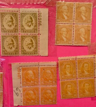 Vintage 44 US Postage Stamps - Some In Blocks - 1,  6,  8,  9,  10,  16 Cent 5