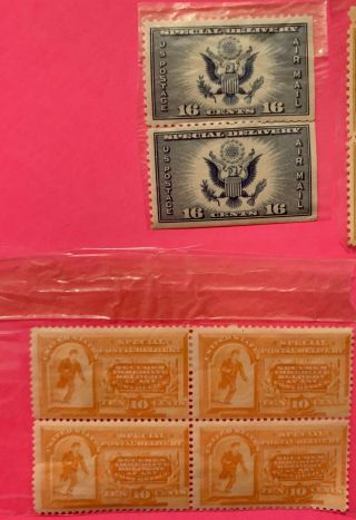 Vintage 44 US Postage Stamps - Some In Blocks - 1,  6,  8,  9,  10,  16 Cent 6