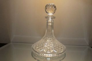 Vintage Waterford Crystal Alana 10 1/2 " Ships Decanter With Faceted Stopper