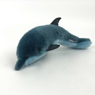 Vintage Gund Dolphin Plush Stuffed Animal Toy 1986 Two Tone Blue 14 " Long