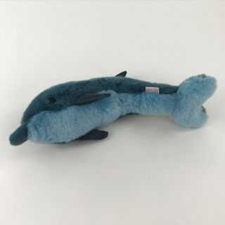 Vintage Gund Dolphin Plush Stuffed Animal Toy 1986 Two Tone Blue 14 
