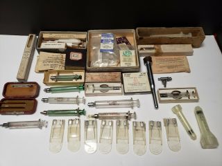 Vintage Medical Bd Yale Eisele Sempra Ideal Glass Syringes Luer - Lok Suture,  More