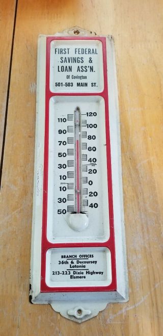 Vintage Metal Advertising Thermometer Gas Station Service Oil Tin Can Soda
