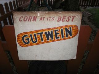 Vintage Advertising Gutwein Seed Corn Sign Masonite