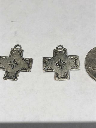 Vtg Southwestern Sterling Silver Cross Earrings Or Pendant Signed Lm