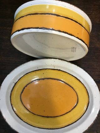 Two Vintage Stonehedge Midwinter Orange&yellow Wedgwood Serving Platter & Bowl