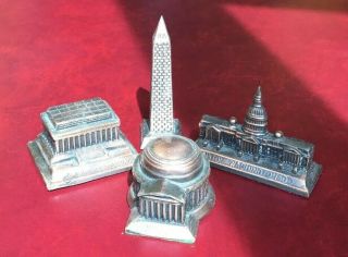 (4) Vintage Metal Souvenir Washington Dc Monuments Lincoln,  Jefferson,  Capitol
