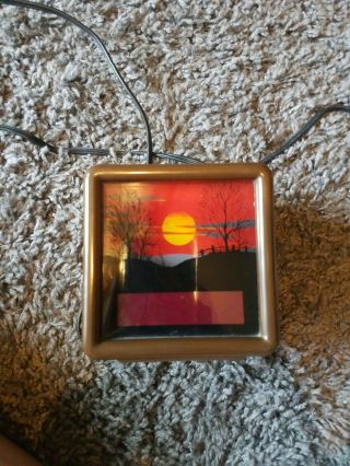 Vintage Spartus Glowing Sunset Night Light Digital Alarm Clock Cube Wood 1970 