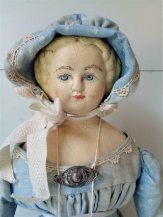 Antique 1880s Papier Mache Composition Or Wood German Doll Kid Leather Arms 21 "