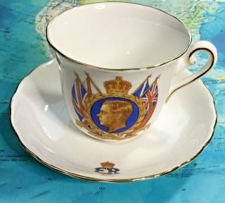 Vintage Tuscan England Bone China Tea Cup & Saucer King Edward Viii Coronation