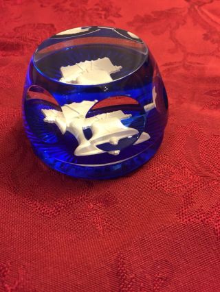Vintage Baccarat Cobalt & Crystal LIBERTY BELL Paperweight 6