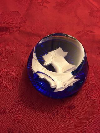 Vintage Baccarat Cobalt & Crystal LIBERTY BELL Paperweight 7