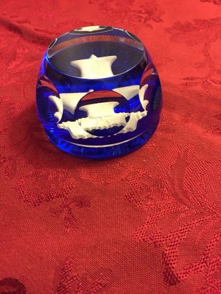 Vintage Baccarat Cobalt & Crystal LIBERTY BELL Paperweight 8