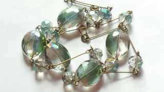 Czech Iridescent Faceted Glass Bead Necklace Vintage Deco Style