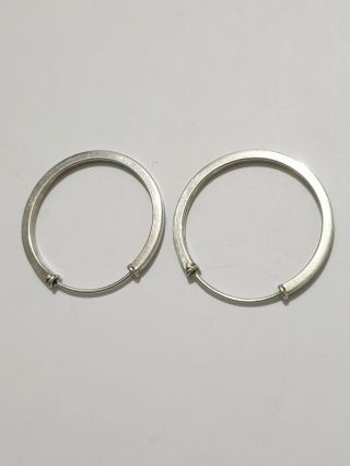 Gorgeous Modernist Vintage Unique Hoop Earrings 925 Solid Sterling Silver