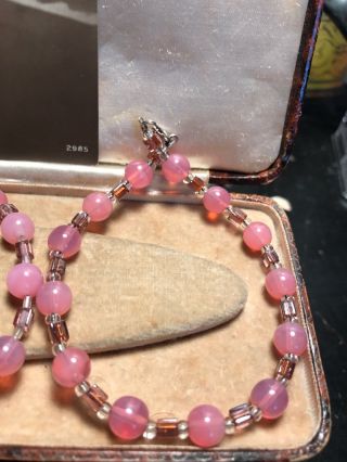 Vintage Murano 925 Silver Pink Glass Beaded Necklace And Matching Bracelet 2