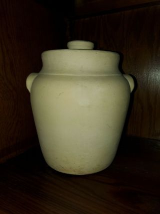 Vintage/antique Yellowware,  Earthenware Stoneware Crock Cookie Jar With Lid