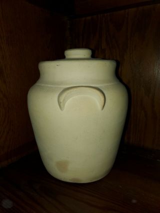 Vintage/Antique Yellowware,  Earthenware Stoneware Crock Cookie Jar with Lid 2