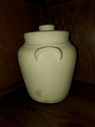 Vintage/Antique Yellowware,  Earthenware Stoneware Crock Cookie Jar with Lid 3