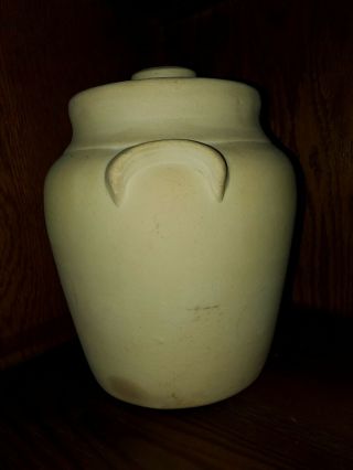 Vintage/Antique Yellowware,  Earthenware Stoneware Crock Cookie Jar with Lid 5