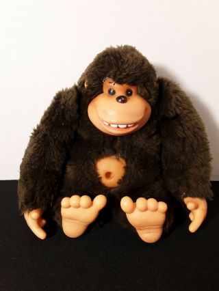 Htf Vintage Russ Globg Brown Gorilla Belly Button Thumb Plush Stuffed 8 " Ape