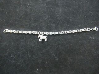 Vintage Sterling Silver Link Bracelet With Horse Charm Italy