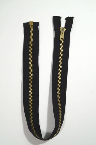 Vintage Talon Brass Metal Separating Zipper 19 " Long - - Black Heavy Duty Cotton
