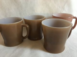 4 Vintage Fire King D Handle Coffee Cup Mug Plain Brown Anchor Hocking 4