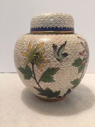 Vintage Japanese Cloisonne Ginger Jar,  In Superbly Decorated
