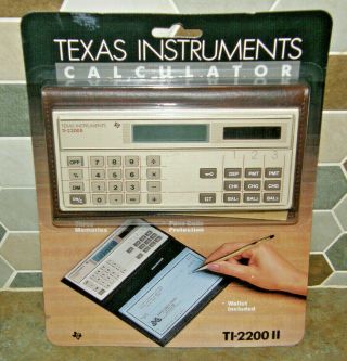 Nos Vintage Texas Instruments Ti - 2200 Ii Electronic Checkbook Calculator,  Wallet