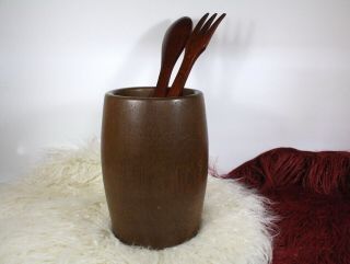 Vintage Wooden Kitchen Caddy Utensils Holder Wine Bucket Decor Vase Canister