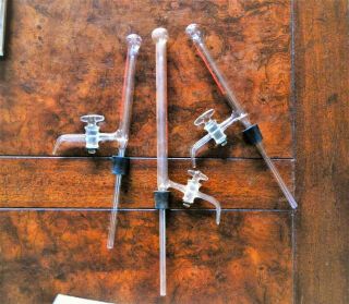 Lab Glassware with Stopcocks Vintage BETZ Double Measuring tubes Chemist Estate 6