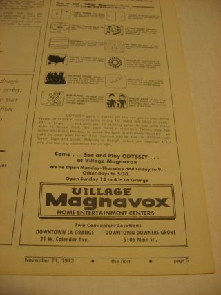 Vintage 1973 Paper Print Ad for Magnavox Odyssey 1 La Grange Downers Grove IL 5