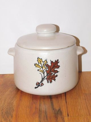 Vintage West Bend 2 Quart Oak Leaf and Acorn Bean Pot with Lid 2