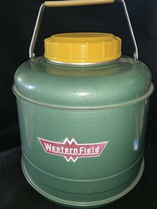 Vintage Western Field Metal Thermos Cooler Jug,  Camping,  Picnic 9 1/2 " Tall