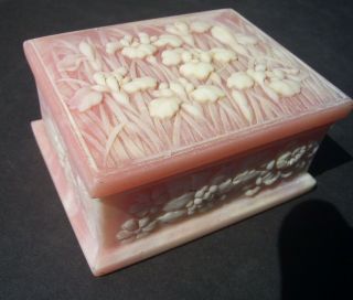Vintage Incolay Stone Jewelry & Trinket Box Hand Crafted In Usa