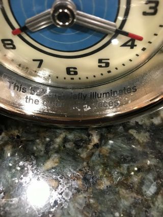 Pottery Barn Triple Face 3 Time Zones Dashboard Clock Silver Blue Light Up Retro 5