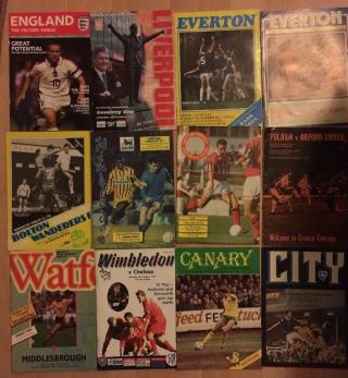 30 Vintage Football Programs England Watford Wimbledon Fulham Red Hill And More