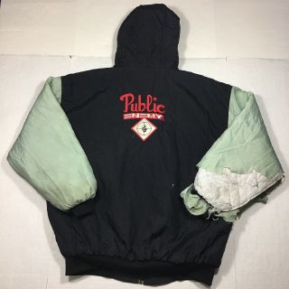 Vintage 90’s Public Enemy Full Zip Puffer Jacket Men’s Xxl Flawed Rap Tee Rare