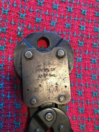 Vintage Heavy Duty High Leverage Wire Crimper.  Prop Of AMP INC Rare Tool 4