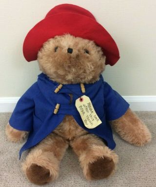 Vintage 1975 Eden Paddington Bear W/ Red Hat And Tag Measures Over 24 "