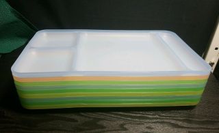 9 Vintage Pastel 1535 Tupperware Divided Tv / Camping Stackable Dinner Trays